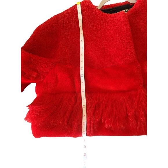 Gorski Lamb & Mink Red Snap Front Cropped Jacket Size Large - Picture 11 of 12